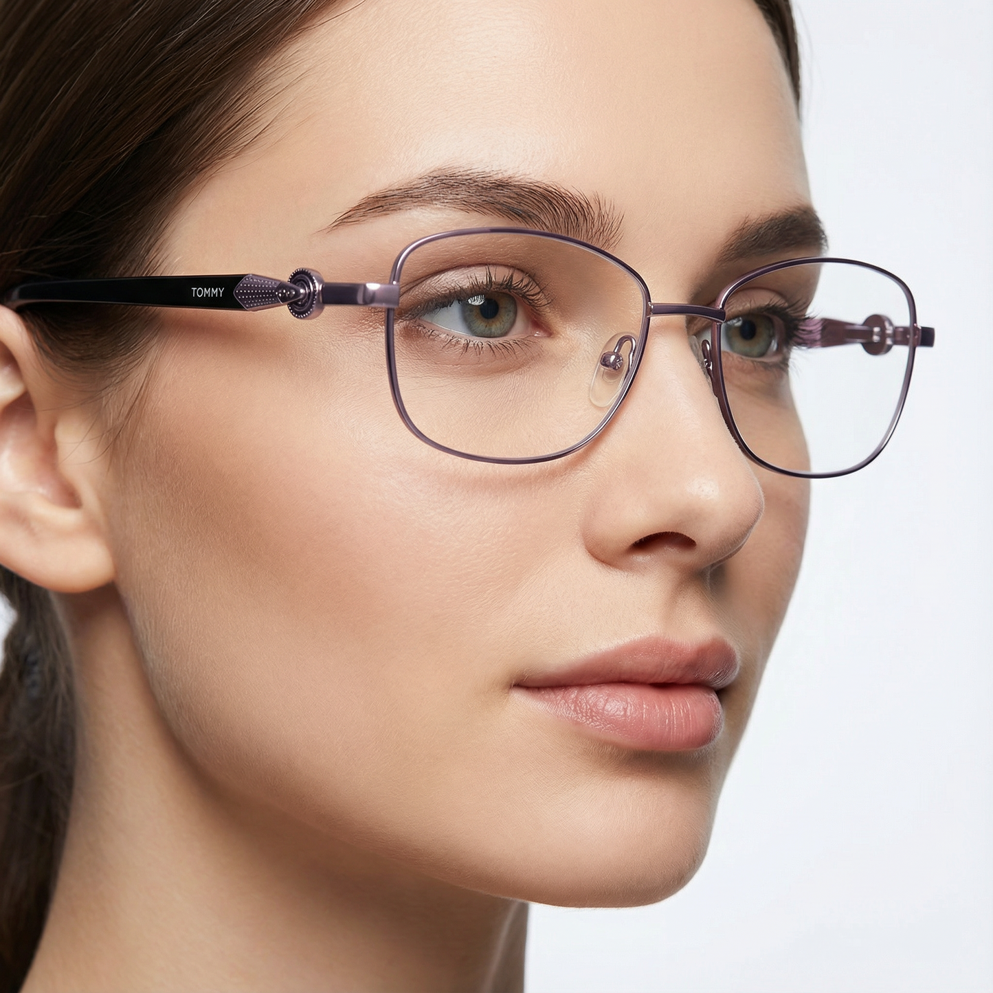Tommy Fashion Elegant Metal Optical Frame – Dark Lilac & Lilac
