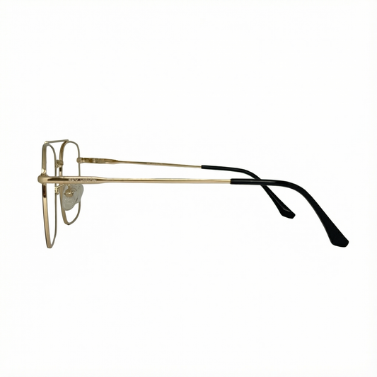 Sky Vision Gold Square Frame Eyeglasses | Modern Classic Look